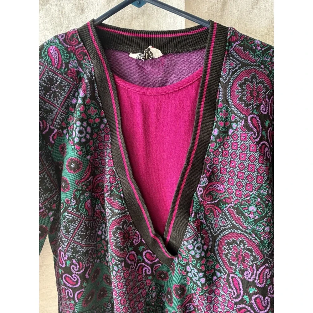 Vintage‎ 80s Cricket Lane Paisley Geometric Sweater Blouse USA Made Top